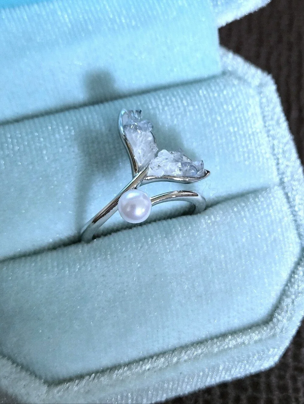 La Meno Fluke (Whale's🐋 Tail) and Freshwater Pearl Bypass Ring💍 - NIB - Picture 2 of 16
